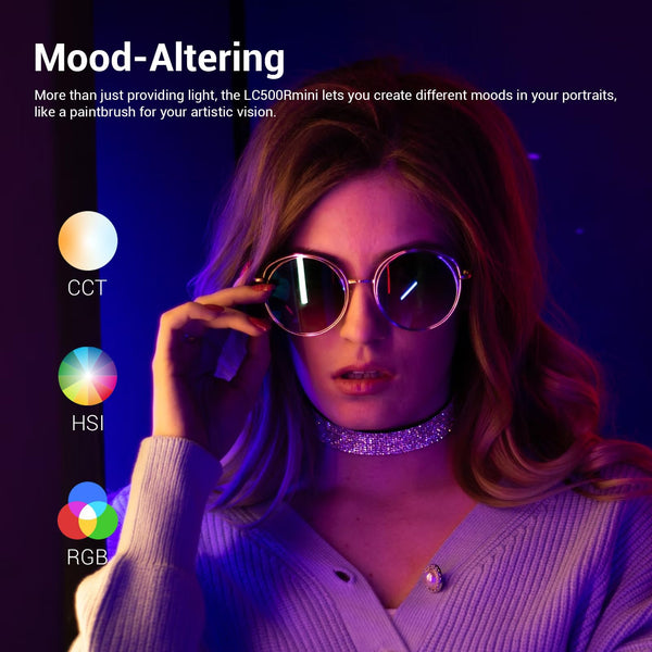 Godox LC500R Mini RGB LED Video Light Stick Lighting,2500K-8500K Adjustable, CRI 95 TLCI 96 Accurate Color, 360° Full-Color LED Light,15 FX Lighting Effects,0-100% Dimmable Support APP Control