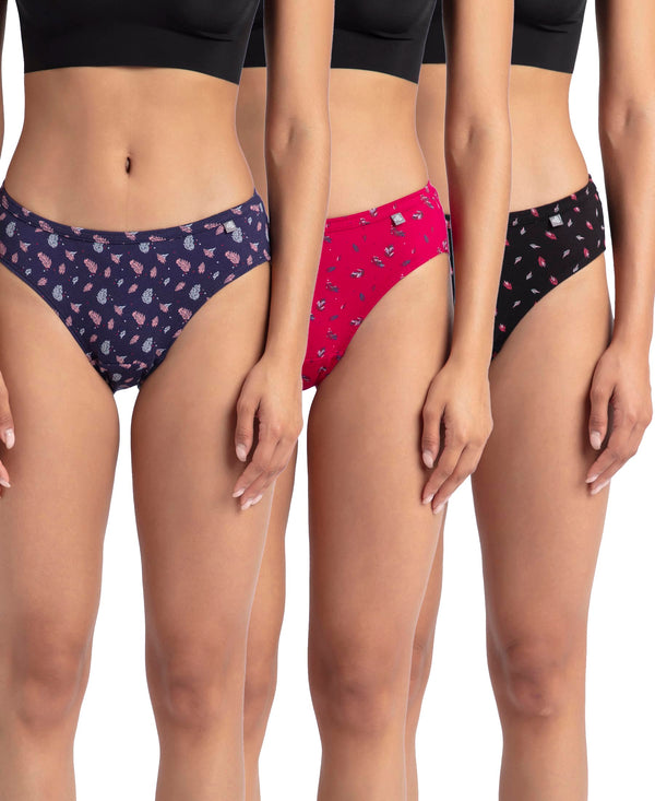 Jockey Women's Cotton Bikini (Pack of 3) (1410_Dark Prints_L_Assorted_L)