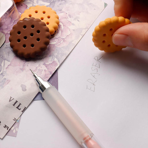 Pack of 6 Erasers Erasers Stationery School Rubber Schools Sketches Office Sign Kid Party Favour Gift Toy Gift Creative Christmas Birthday Gift in Shape Biscuits (6 Pcs Set) - Super Bachat
