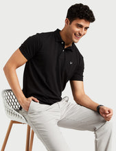 Allen Solly Men's Plain Regular Fit Cotton Polo (AMKP317G04249_Jet Black_Large)