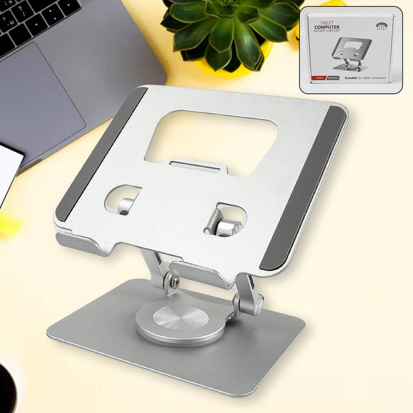 Aluminum Alloy 360°Rotating Bracket, Adjustable Tablet Stand, Portable Foldable Ergonomic Tablet Support - Super Bachat