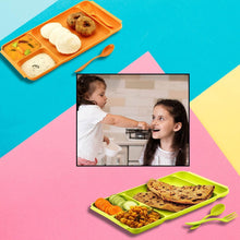 4Compartment Dish with Spoon and Fork(1 Dish Set with 1Spoon and 1Fork) Dinner Plate Plastic Compartment Plate Pav Bhaji Plate 4-Compartments Divided Plastic Food Plate. - Super Bachat