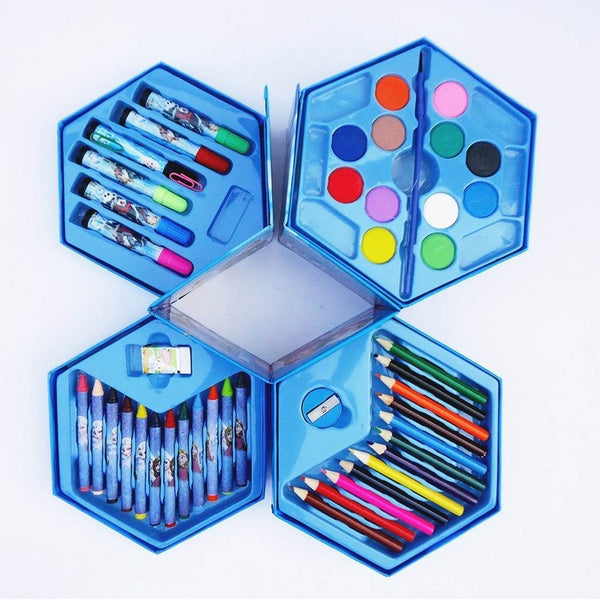 46 Pcs Plastic Art Colour Set with Color , Crayons, Oil Pastel and Sketch Pens - Super Bachat
