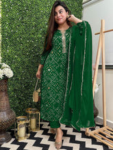 GoSriKi Women's Rayon Blend Straight Printed Kurta with Pant & Dupatta (TURAE Green-GS_XL_Green_X-Large)