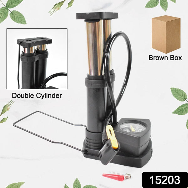 Foot & Portable & High Pressure Double-Cylinder Air Pump (1 Pc) - Super Bachat