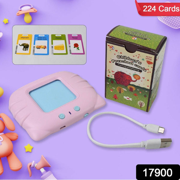 Preschool Learning Toys Flash Cards for Small Kids Educational Toys English Words Learning Machine for Kids with 224 Words, Birthday Gift for Kids Intelligent Electric Kids Language Card (1 Set) - Super Bachat