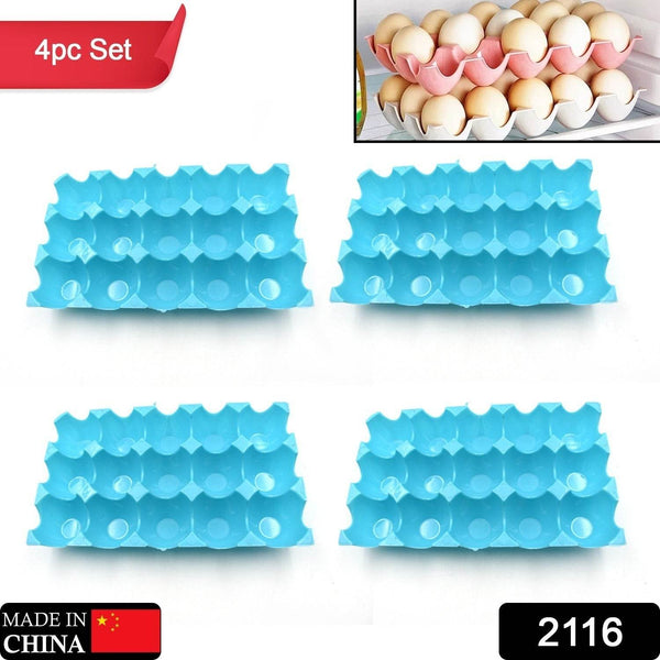 15 Cavity Plastic Egg Tray Egg Trays for Storage with 15 Eggs Holder (4 Pc Set) - Super Bachat
