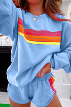 Beau Blue Accent Pullover and Shorts Two Piece Casual Set