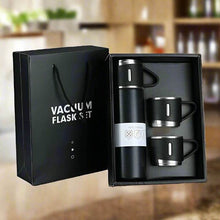 Stainless Steel Vacuum Flask Set with 3 Steel Cups Combo for Coffee Hot Drink and Cold Water Flask Ideal Gifting Travel Friendly Latest Flask Bottle. (500ml) - Super Bachat