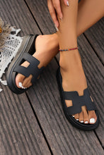 Black Cutout Design Open Toe Platform Slippers (Run Small, Size Up)