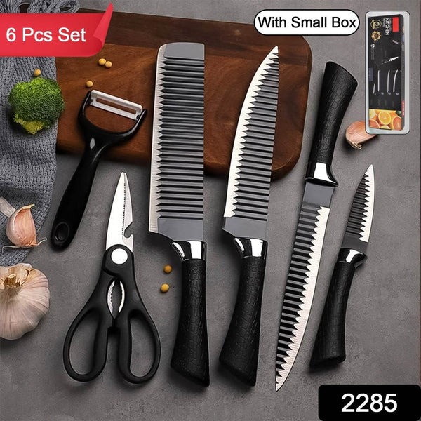 Stainless Steel Knife Set With Chef Peeler And Scissor (6 Pieces) - Super Bachat