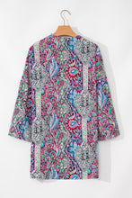 Red Paisley Print Open Front Kimono
