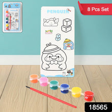 Kids Art Painting Kit Water Color, Cartoon Printed Board & Brush (9 Pcs Set) - Super Bachat