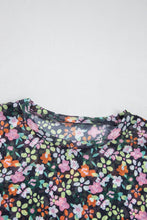 Black Sheer Floral Mesh Round Neck T Shirt