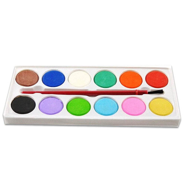 Painting Water Color Kit - 12 Shades and Paint Brush (13 Pcs) - Super Bachat