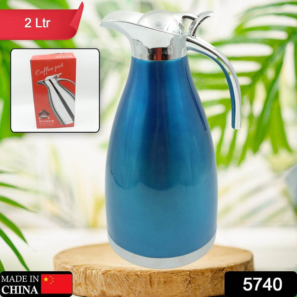 Vacuum Insulated Kettle Jug, Vacuum Insulated Thermos Kettle Jug Insulated Vacuum Flask, Vacuum Kettle Jug Stainless Steel For Milk ,Tea ,Beverage Home Office Travel Coffee (2 Ltr / 1Pc) - Super Bachat