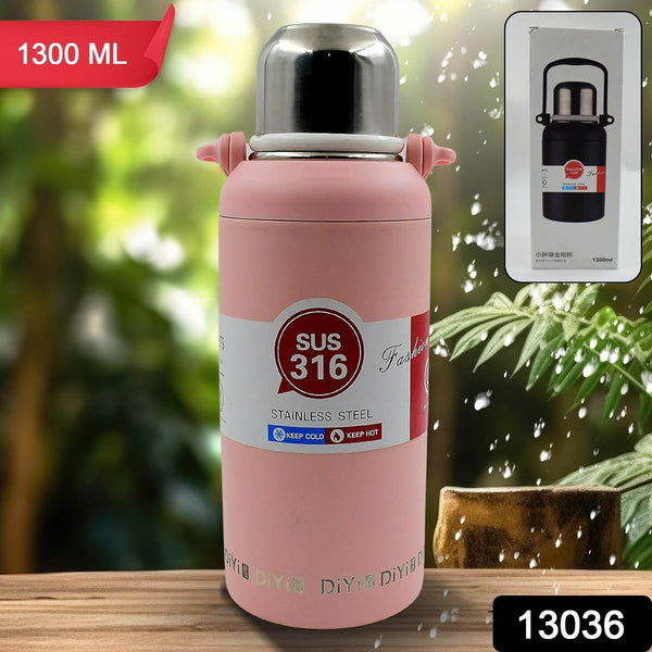 Stainless Steel tumblers 316 Stainless Steel, Vacuum Insulated Cup / Bottle, Portable Travel Kettle / Water Bottle with Handle, Outdoor Large Capacity Sports Kettle Cups / Bottle (1300 ML) - Super Bachat