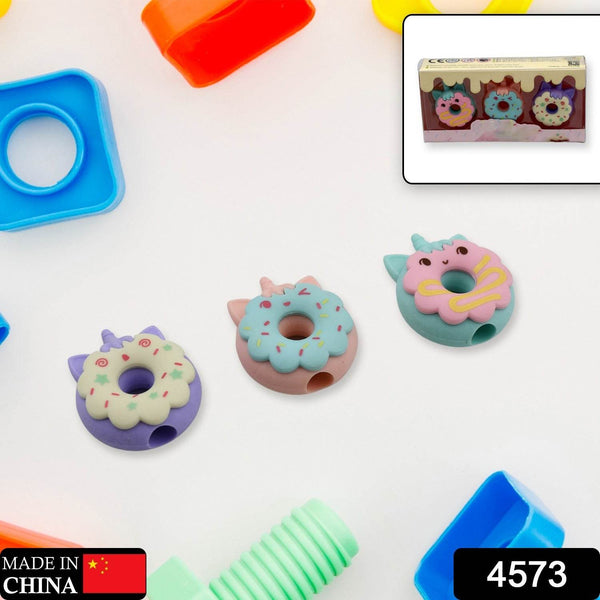 Tree Small Sized Cartoon Themed Non-Toxic Donut Erasers, School Stationery | for Kids - Boys & Girls | Birthday Gift |Return Gift (3pc Set) - Super Bachat