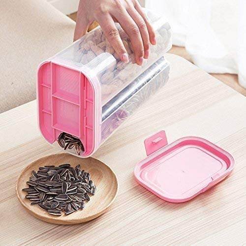 Plastic 2 Sections Air Tight Transparent Food Grain Cereal Storage Container (2 ltr) - Super Bachat