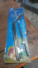 Reusable Stainless Steel Drinking Straws Bent (4 Bent Straws, 1 Brush) - Super Bachat