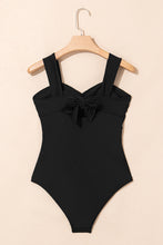 Black Cut out Twist Bowknot Backless One Piece Swimsuit
