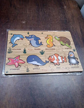 Seawater Animal Wooden Puzzle Learning Educational Board (1 Set) - Super Bachat