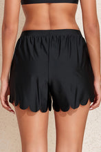 Black Scalloped Trim Beach Shorts