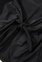 Black U Neck Adjustable Straps Knotted Skirt Patchwork One Piece Swimsuit