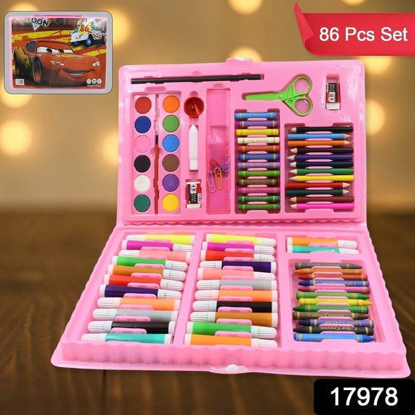 17978 Art Set Kids Art Supplies Coloring Case Kit Painting & Drawing Sets for Kids Boys Girls Gifts Toys Age 4 & Above - Mix Colors, Kids Colorful Bag (86 Pcs Set) - Super Bachat