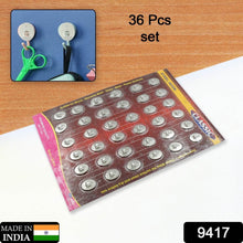 9417 Multipurpose Small Stainless Steel Wall Hanging Hook 36 Pc Self Adhesive Stainless Steel Heavy Duty Wall Hooks For Hanging Clothes Calender Bathroom Tiles Kitchen Key Hange (36 Pc Set) - Super Bachat