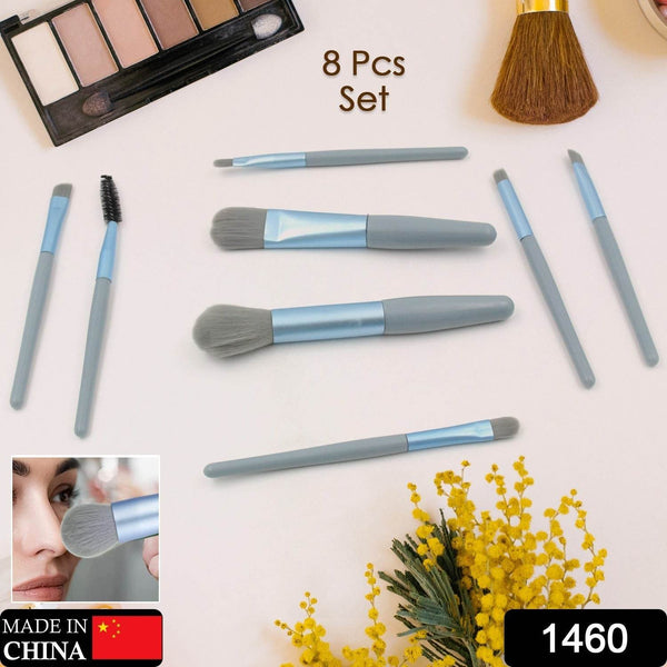 8 PCS Mini Makeup Brush Set with Case, Portable Foundation Brush Kit Travel, Premium Synthetic Bristles Cosmetic Brush Set for Powder Blending Blush Eyeshadow Lipstick (Mix Color 8 Pcs Set) - Super Bachat
