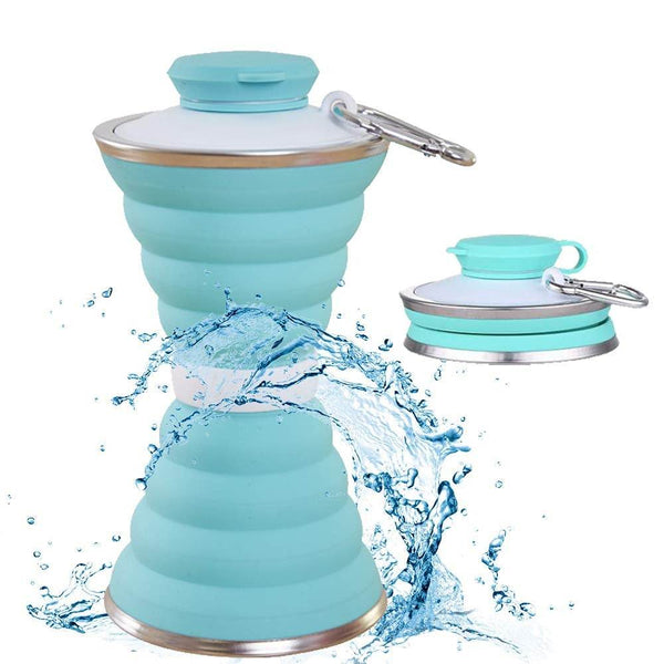 Silicone Traveling Water Bottle BPA Free - Leak Proof Lightweight Collapsible - Small Folding Refillable and Space Saver for Camping Gym Sports Hiking Biking Yoga Outdoor - Super Bachat