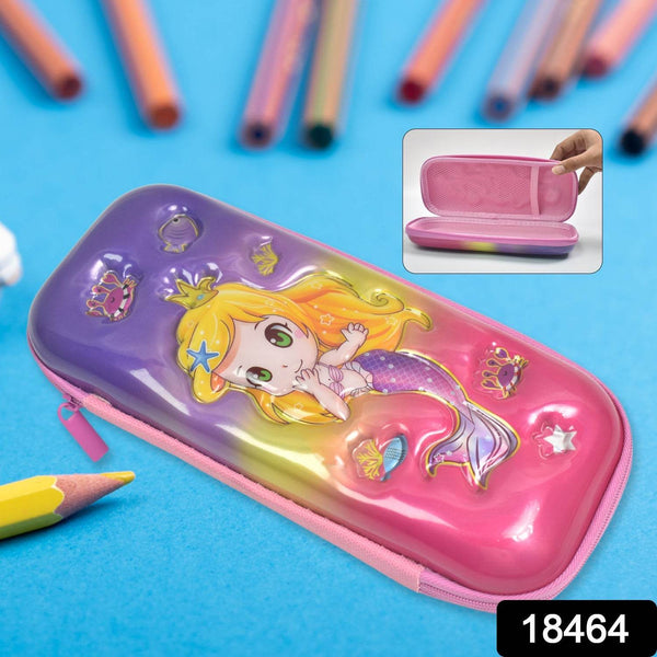 3D Cartoon Zipper Compass Box, Pencil Box (1 Pc) - Super Bachat