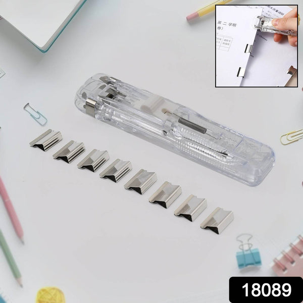 Portable Paper Clamp With 8 Pcs Clip Dispenser Handheld Paper Fast Clam (1 Set) - Super Bachat